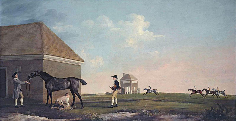 George Stubbs Gimcrack on Newmarket Heath, with a Trainer, a Stable-lad, and a Jockey